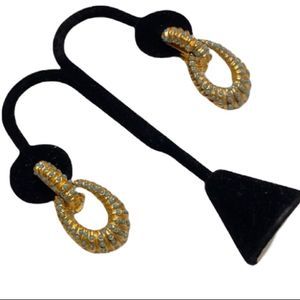 Vintage Hobé Gold And Turquoise Door Knocker Earrings